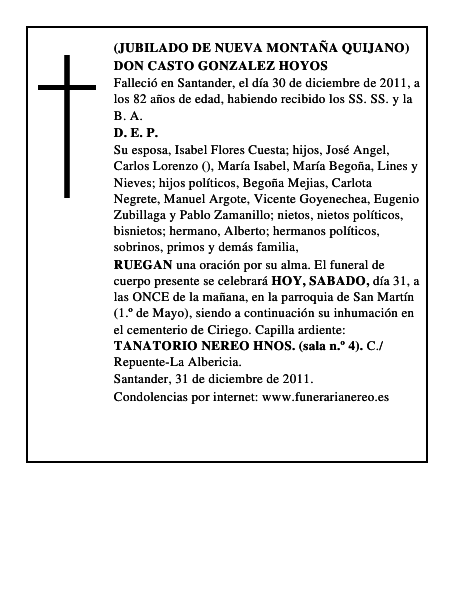 DON CASTO GONZALEZ HOYOS