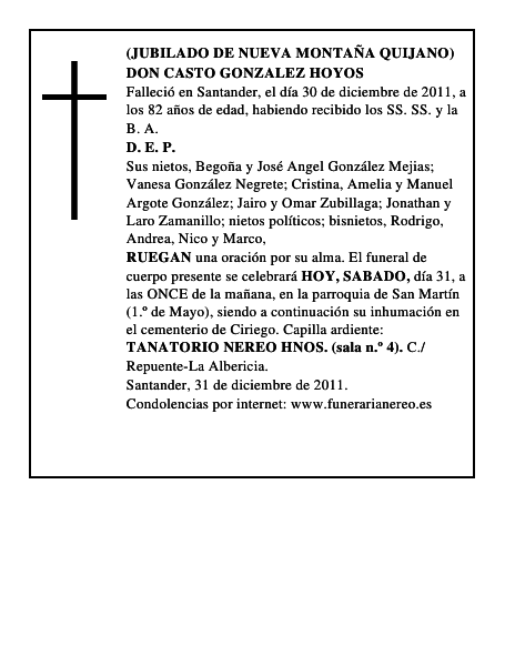 DON CASTO GONZALEZ HOYOS