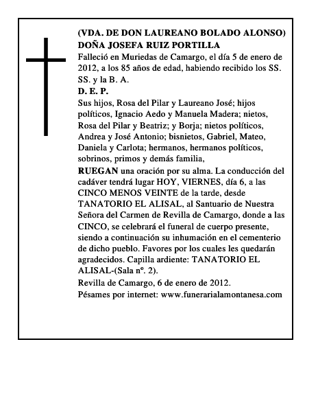 DOÑA JOSEFA RUIZ PORTILLA