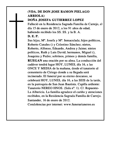 DOÑA JOSEFA GUTIERREZ LOPEZ