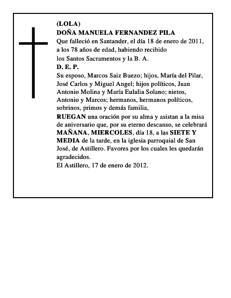 DOÑA MANUELA FERNANDEZ PILA