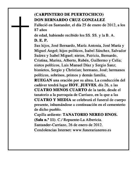 DON BERNARDO CRUZ GONZALEZ