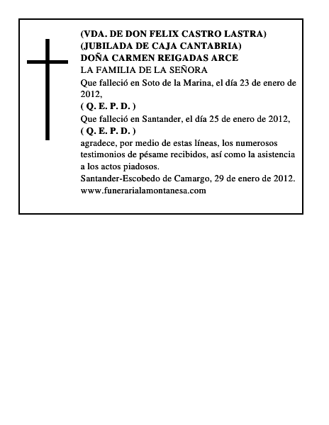 DOÑA CARMEN REIGADAS ARCE