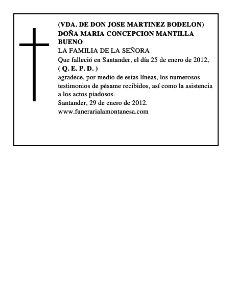 DOÑA MARIA CONCEPCION MANTILLA BUENO