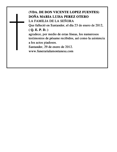 DOÑA MARIA LUISA PEREZ OTERO
