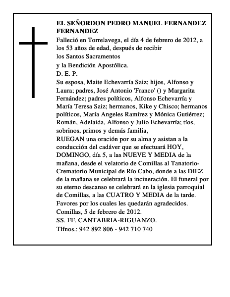 EL SEÑORDON PEDRO MANUEL FERNANDEZ FERNANDEZ