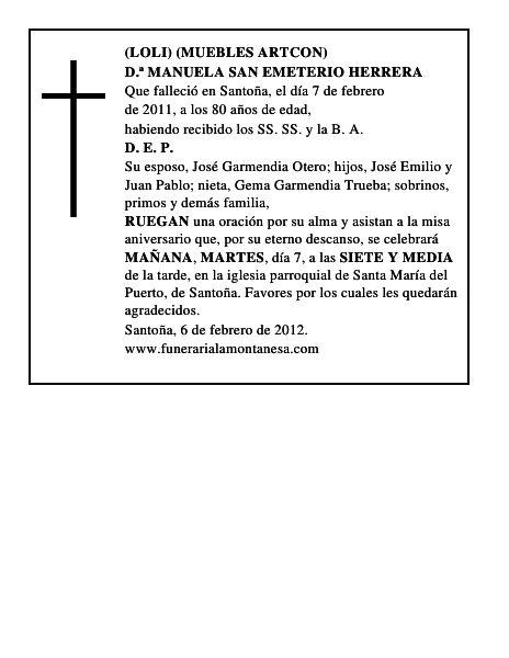 D.ª MANUELA SAN EMETERIO HERRERA