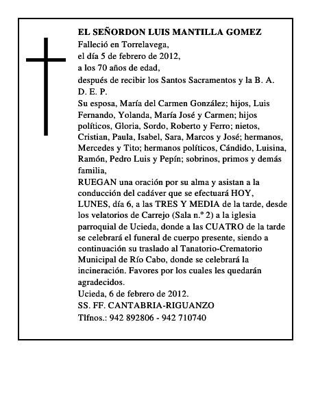 EL SEÑORDON LUIS MANTILLA GOMEZ
