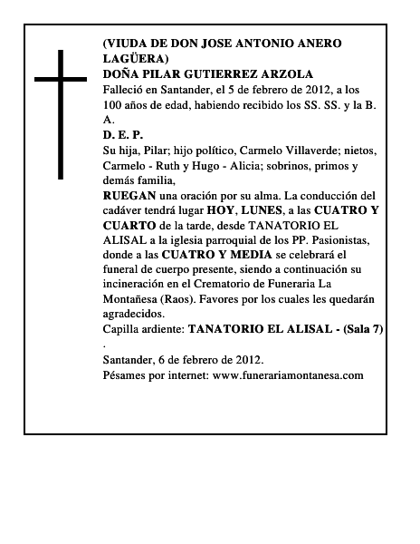 DOÑA PILAR GUTIERREZ ARZOLA