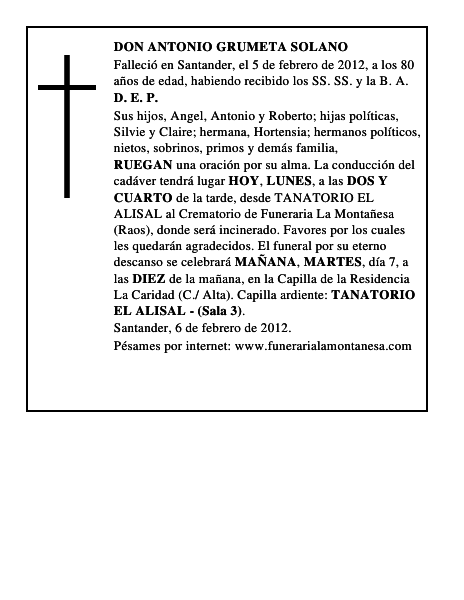 DON ANTONIO GRUMETA SOLANO