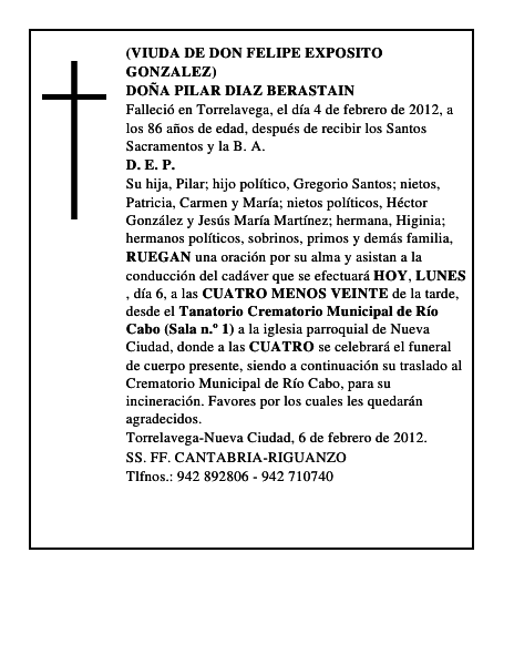 DOÑA PILAR DIAZ BERASTAIN
