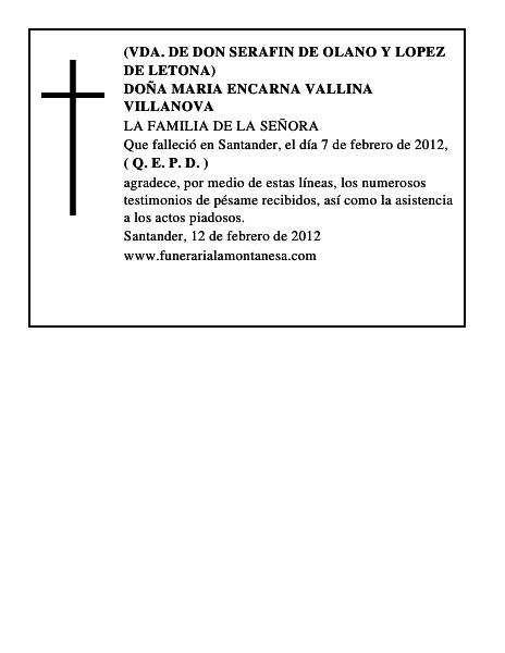 DOÑA MARIA ENCARNA VALLINA VILLANOVA