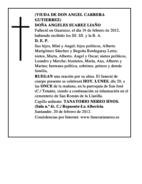 DOÑA ANGELES SUAREZ LIAÑO