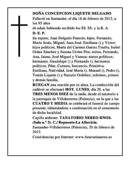 DOÑA CONCEPCION LIQUETE DELGADO
