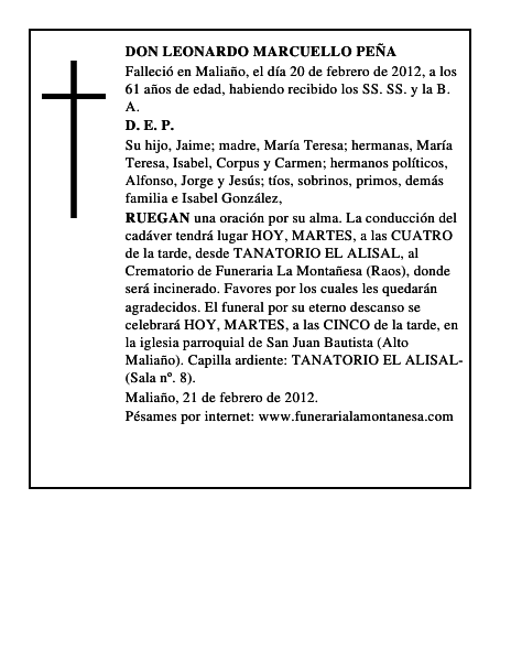 DON LEONARDO MARCUELLO PEÑA