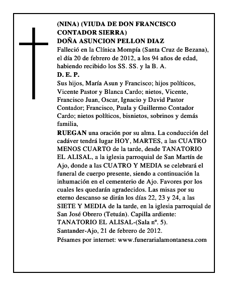 DOÑA ASUNCION PELLON DIAZ