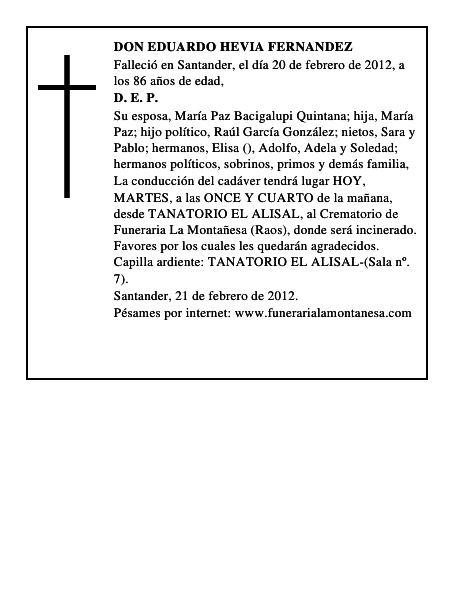 DON EDUARDO HEVIA FERNANDEZ