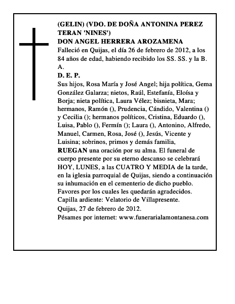DON ANGEL HERRERA AROZAMENA