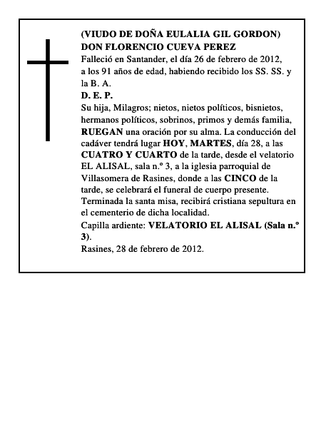 DON FLORENCIO CUEVA PEREZ