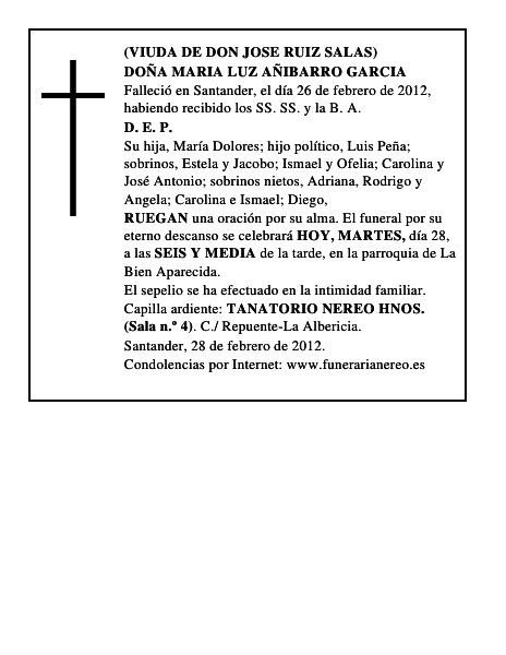 DOÑA MARIA LUZ AÑIBARRO GARCIA