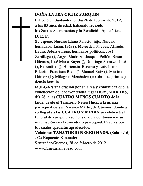 DOÑA LAURA ORTIZ BARQUIN