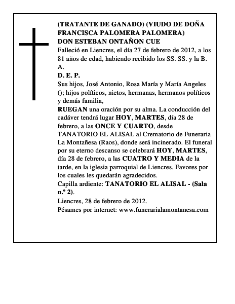 DON ESTEBAN ONTAÑON CUE