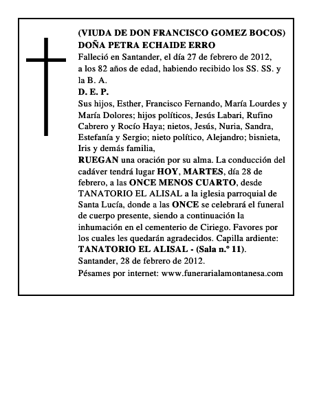 DOÑA PETRA ECHAIDE ERRO