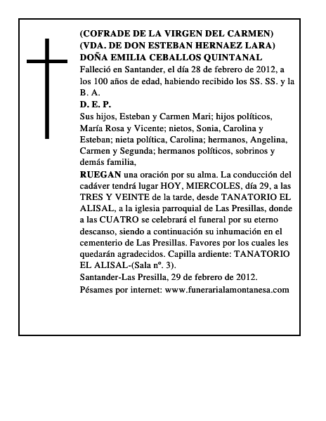 DOÑA EMILIA CEBALLOS QUINTANAL