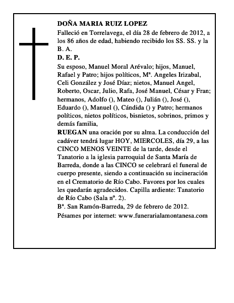 DOÑA MARIA RUIZ LOPEZ