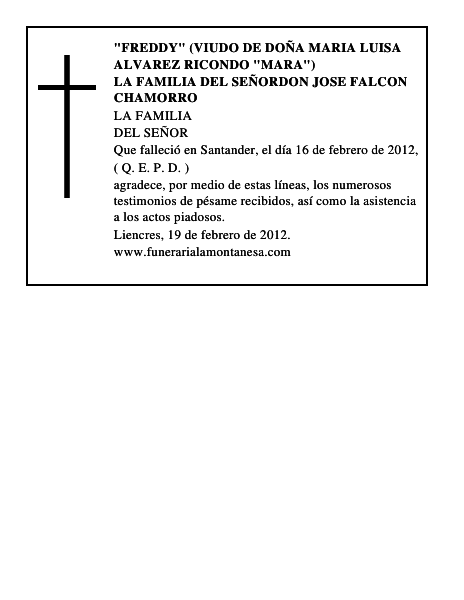 LA FAMILIA DEL SEÑORDON JOSE FALCON CHAMORRO
