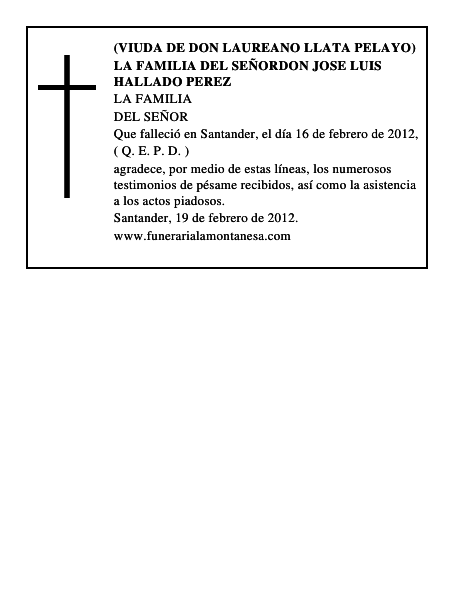 LA FAMILIA DEL SEÑORDON JOSE LUIS HALLADO PEREZ
