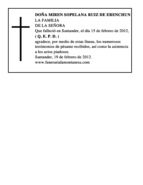DOÑA MIREN SOPELANA RUIZ DE ERENCHUN