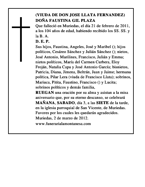 DOÑA FAUSTINA GIL PLAZA