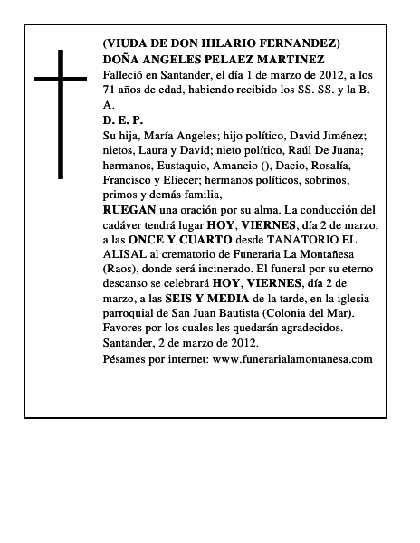 DOÑA ANGELES PELAEZ MARTINEZ