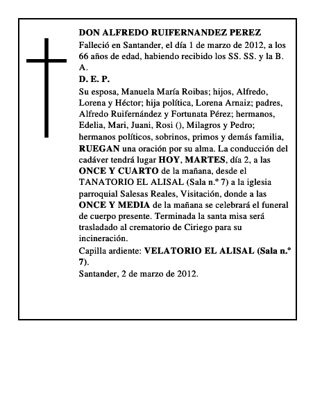 DON ALFREDO RUIFERNANDEZ PEREZ