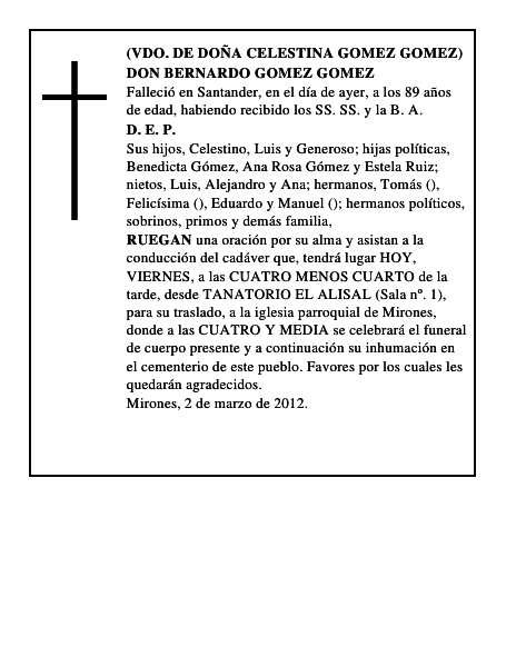 DON BERNARDO GOMEZ GOMEZ