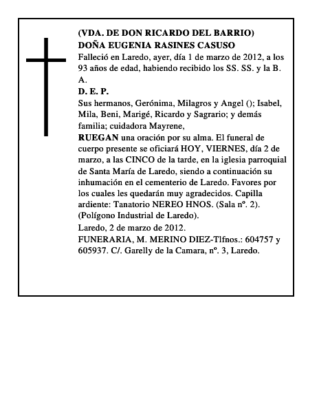 DOÑA EUGENIA RASINES CASUSO