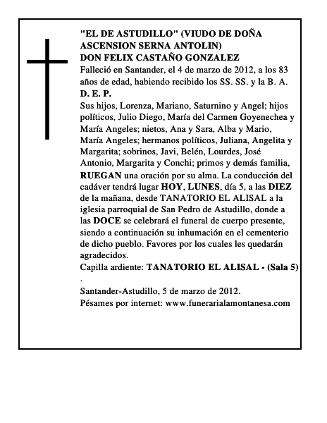 DON FELIX CASTAÑO GONZALEZ