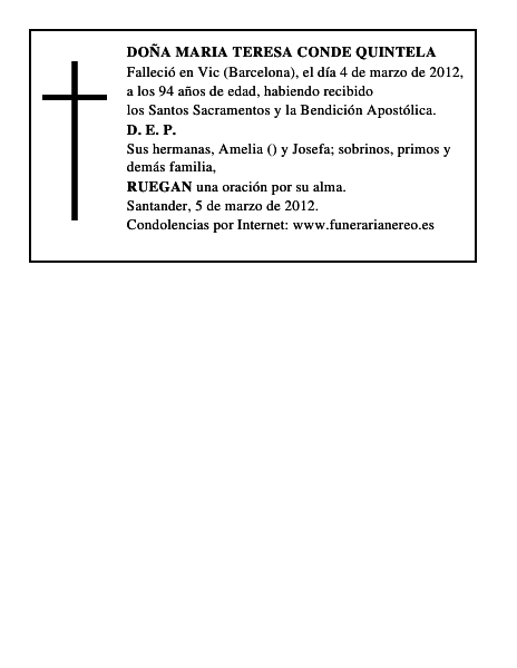 DOÑA MARIA TERESA CONDE QUINTELA