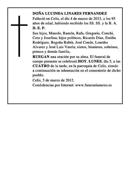 DOÑA LUCINDA LINARES FERNANDEZ