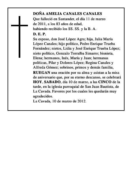 DOÑA AMELIA CANALES CANALES