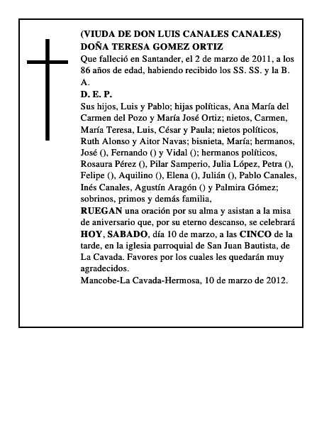 DOÑA TERESA GOMEZ ORTIZ