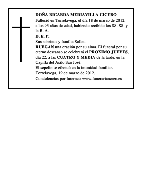 DOÑA RICARDA MEDIAVILLA CICERO