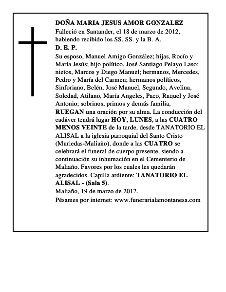 DOÑA MARIA JESUS AMOR GONZALEZ