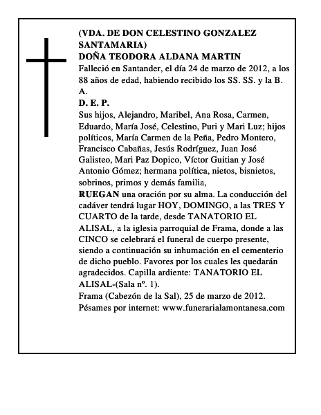 DOÑA TEODORA ALDANA MARTIN