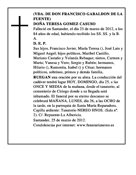DOÑA TERESA GOMEZ CASUSO