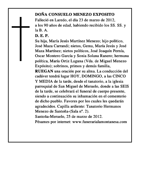 DOÑA CONSUELO MENEZO EXPOSITO