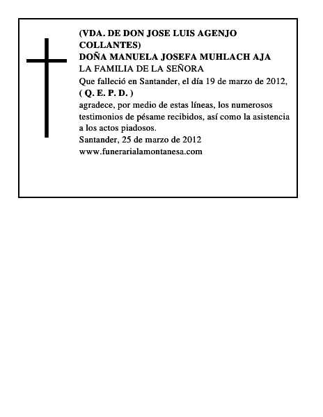 DOÑA MANUELA JOSEFA MUHLACH AJA