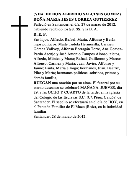 DOÑA MARIA JESUS CORREA GUTIERREZ