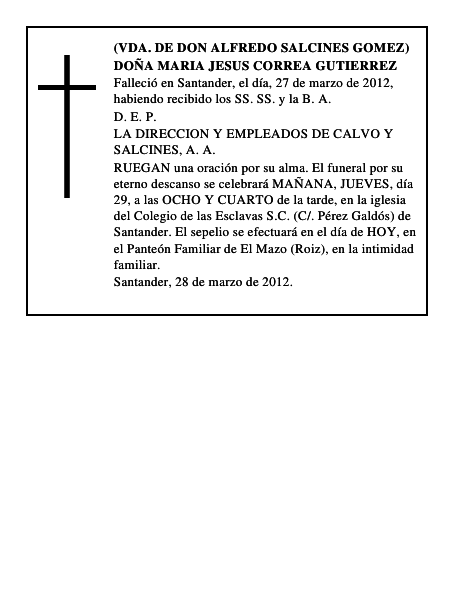 DOÑA MARIA JESUS CORREA GUTIERREZ
